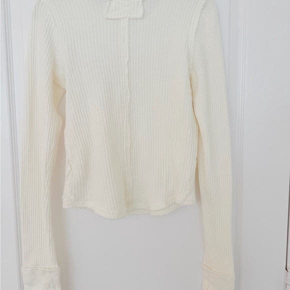 We The Free Roll With It Cream Waffle-Knit V-Neck Sweater - Picture 4 of 6